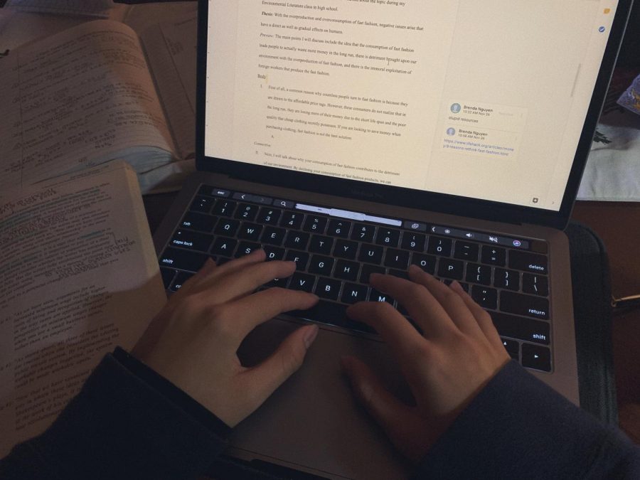 A photo of a student working late at night