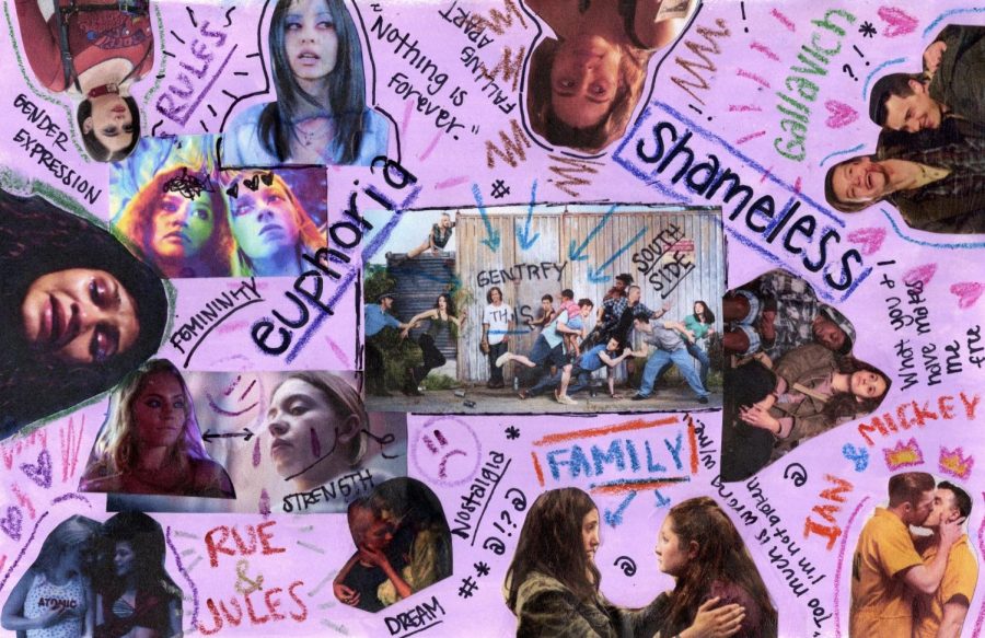 A collage for Shameless and Euphoria, two of the main shows identified as the most accurate, diverse, and inclusive. Art by: Lillian Dunn.