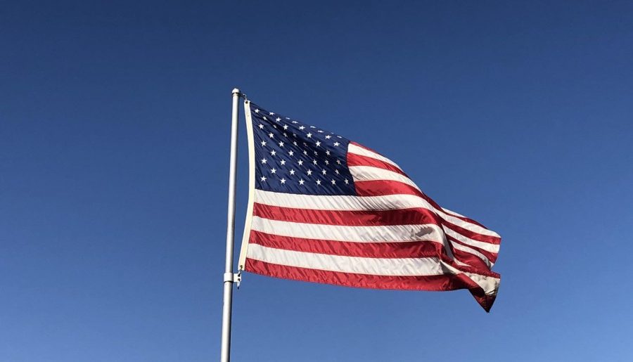 An American flag, photographed in Huntington Beach, CA. Photography by: Sarah Hart. 