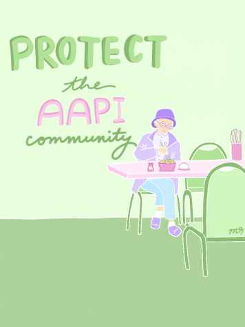 Protect the AAPI community. Original Artwork by: Brenda Nguyen.