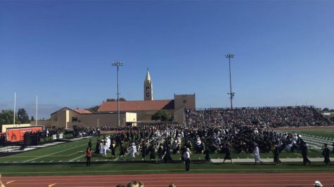 Class of 2018 graduating on the football field.