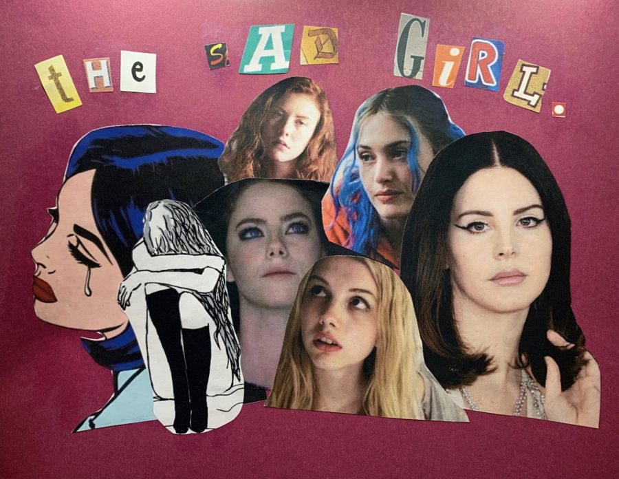 The Sad Girl: Notable Figures original collage by Sarah Hart.