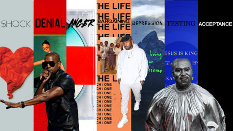 Collage of 7 of Kanye Wests Albums. Artwork by: Landon Chatelier