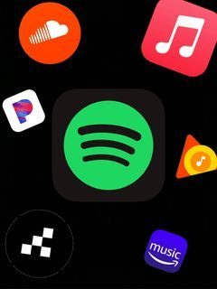 Different music streaming services. Artwork by Christian Grombone
