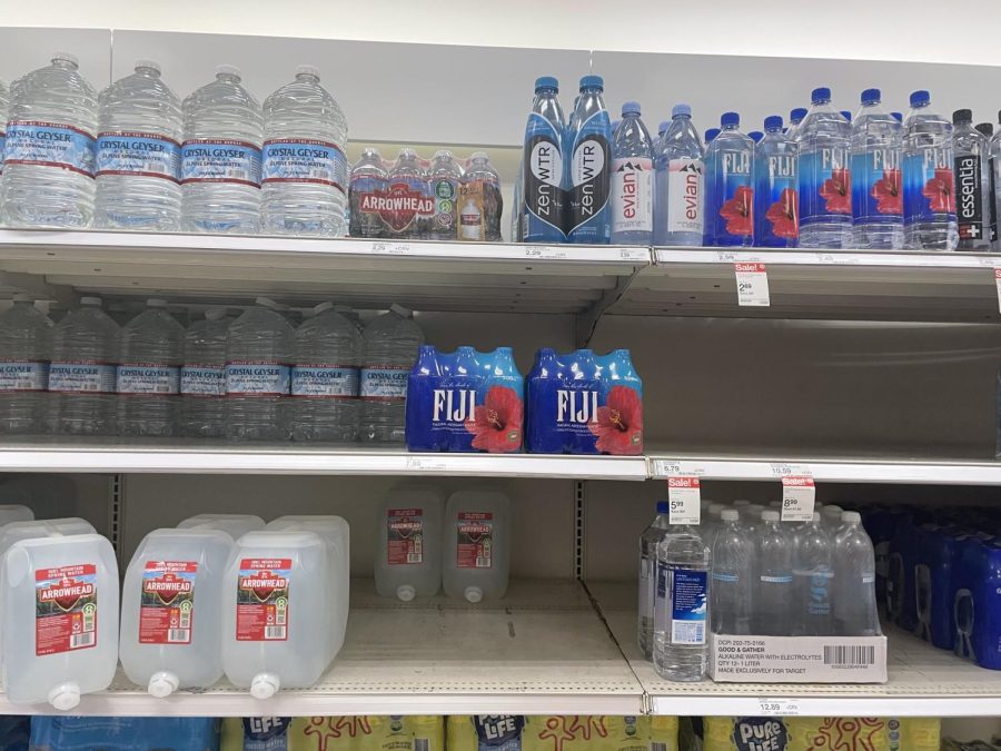 Selection of different bottled water brands available to buy at Target. (Photography by: Chloe Nguyen) 