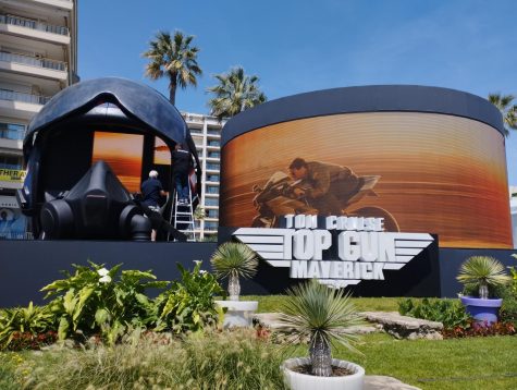 A Top Gun: Maverick display at the Cannes Film Festival 2022.    
(Photo by: ManoSolo13241324 Wikimedia Commons Installation bearing the image of Top Gun: Maverick on the Croisette in Cannes.)