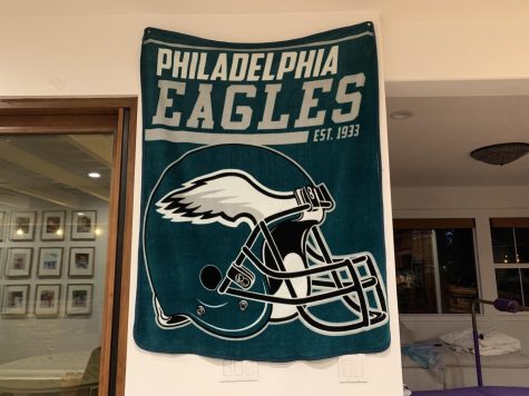 Eagles banner hung up in the living room. (Photography by: Lance Nguyen)