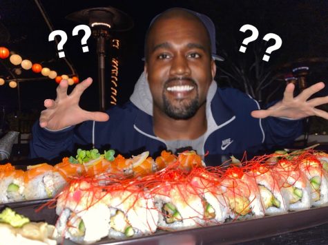 Kanye West overlooking sushi as that is the only food he feeds his students allegedly. Photography by: Chloe Nguyen