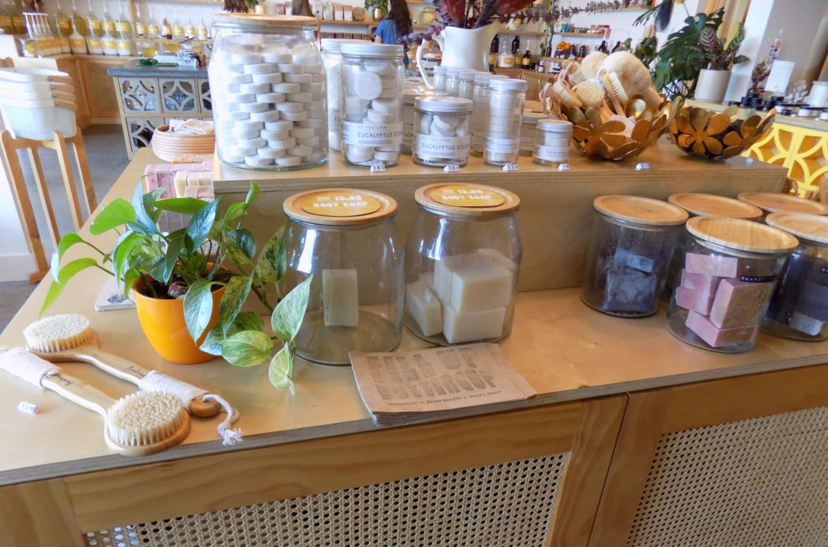 Fill Up Buttercups package-free soaps on a table in Costa Mesa. Photography by: