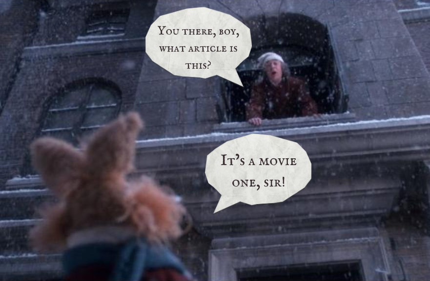 A scene from The Muppets Christmas Carol featuring parody dialogue. Photography by: Tegenn Jeffery
