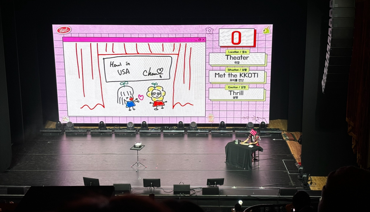 Chuu drawing her and her fans meeting at the concert venue. 
