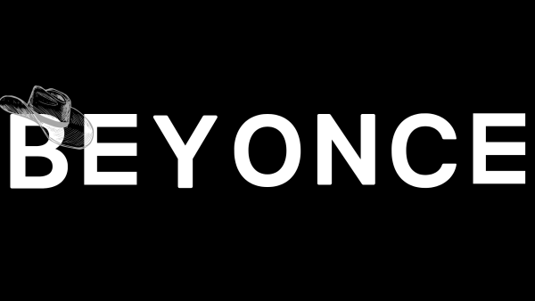 A photo spelling out Beyonce with a cowboy hat on top of the B.