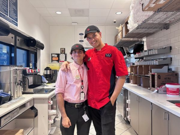 Chik-Fil-A employees Front of House Supervisor, Mauro Monroy, and Back of House Supervisor, Jesus Perez, showing off their beautiful smiles.