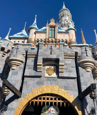 A worms-eye view of the Sleeping Beauty Castle at Disneyland California