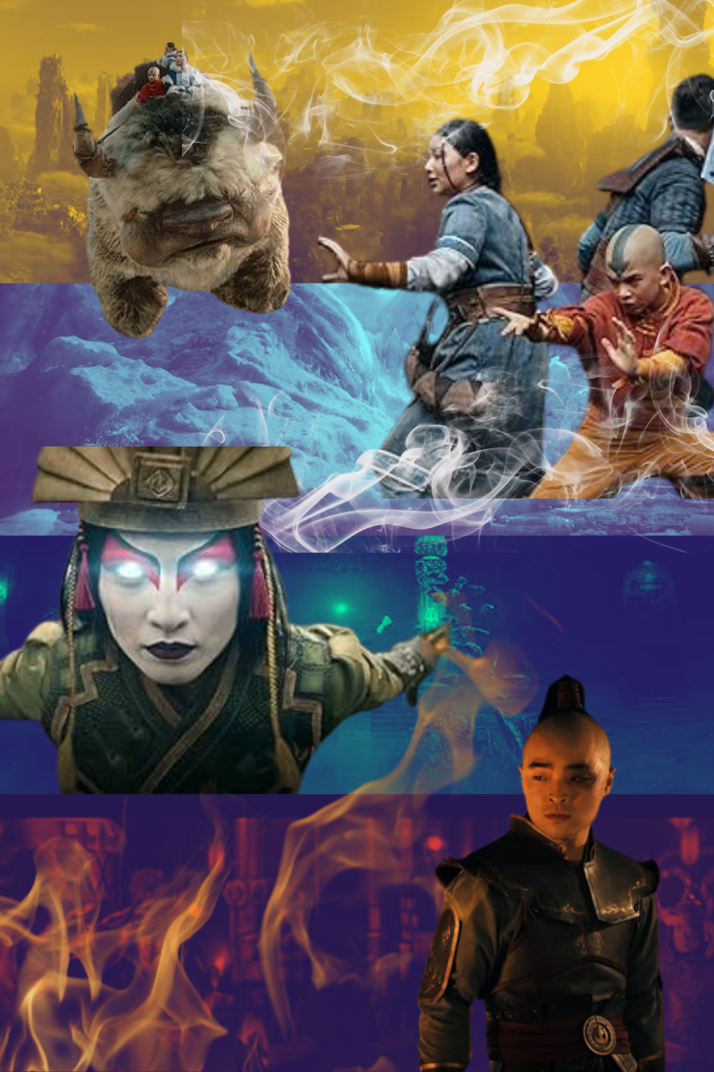 The photo collage captures scenes from the movie of the Air Nomads, the Water Tribes, the Earth Kingdom, and the Fire nation as well as the main characters the film follows. 