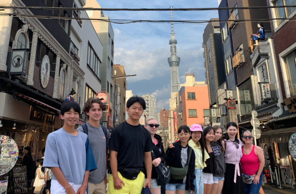 Collage featuring images of the 2024 Exchange Students at Crystal Cove, Laguna and Tokoyo, Japan