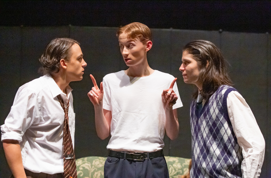 Actors Ben Marshall (left) Harrison Hartin (center) and Noah Gottfried (right) perform a scene. (Photography by Jaden Stock)