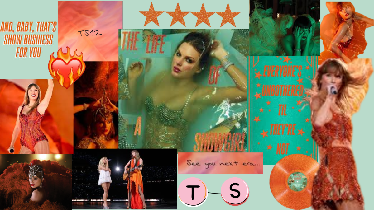 A collage of Taylor Swift's newest album "The Life of a Showgirl"