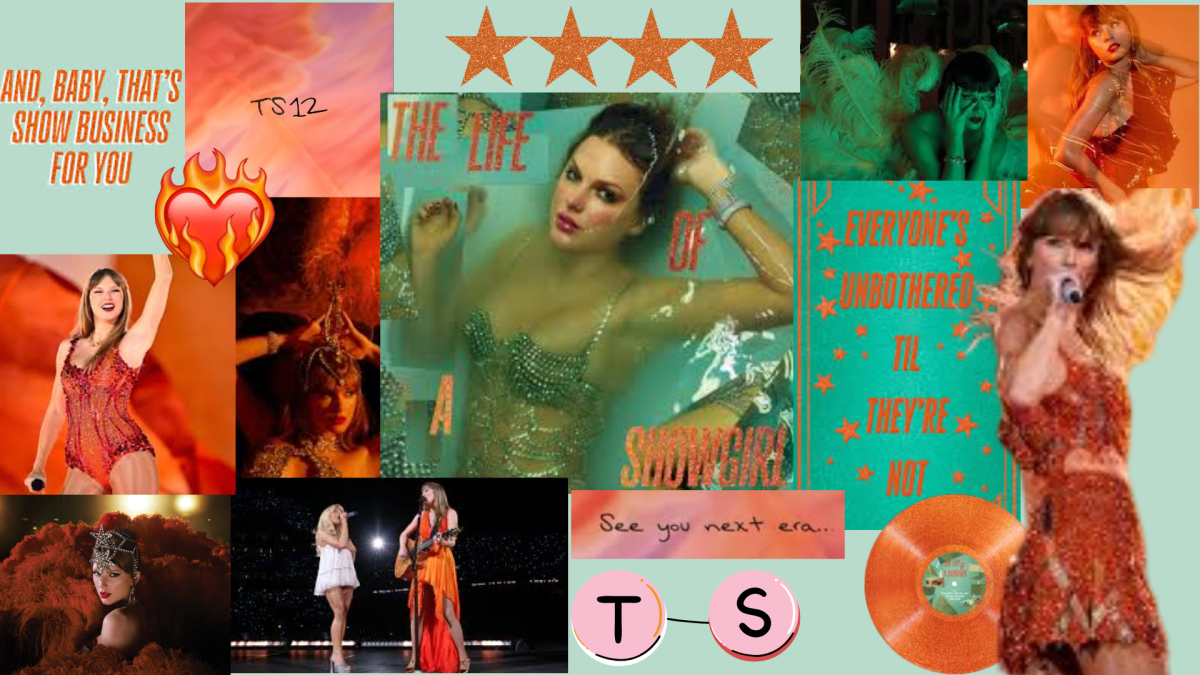 A collage of Taylor Swift's newest album, "The Life of a Showgirl."