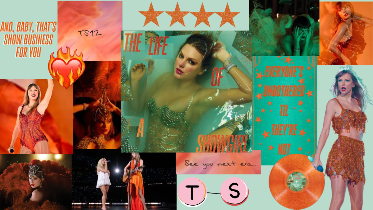 A collage of Taylor Swift's newest album "The Life of a Showgirl."
