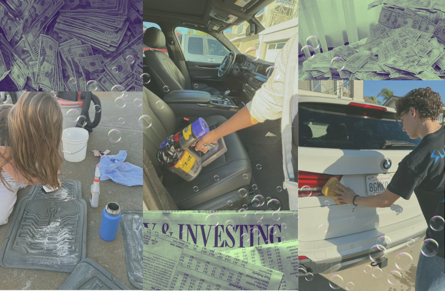 A collage of the BaD students washing cars for their start-up businesses.