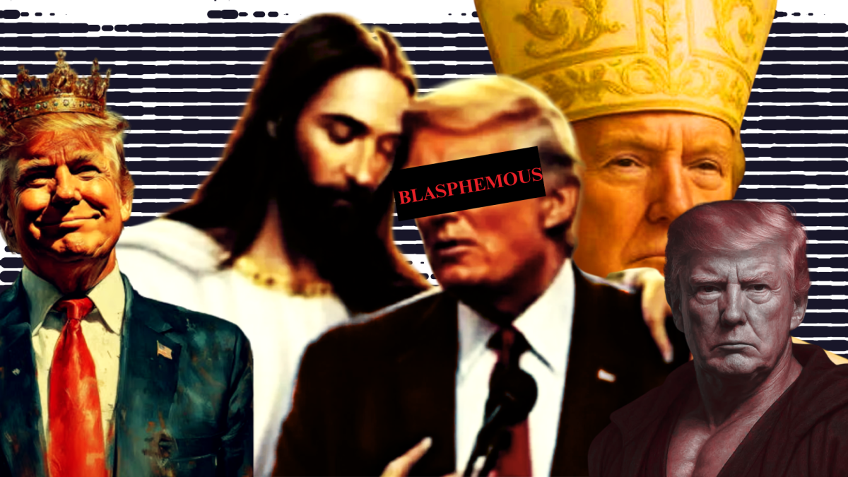 A photo collage of Donald Trump's AI photos he has posted.