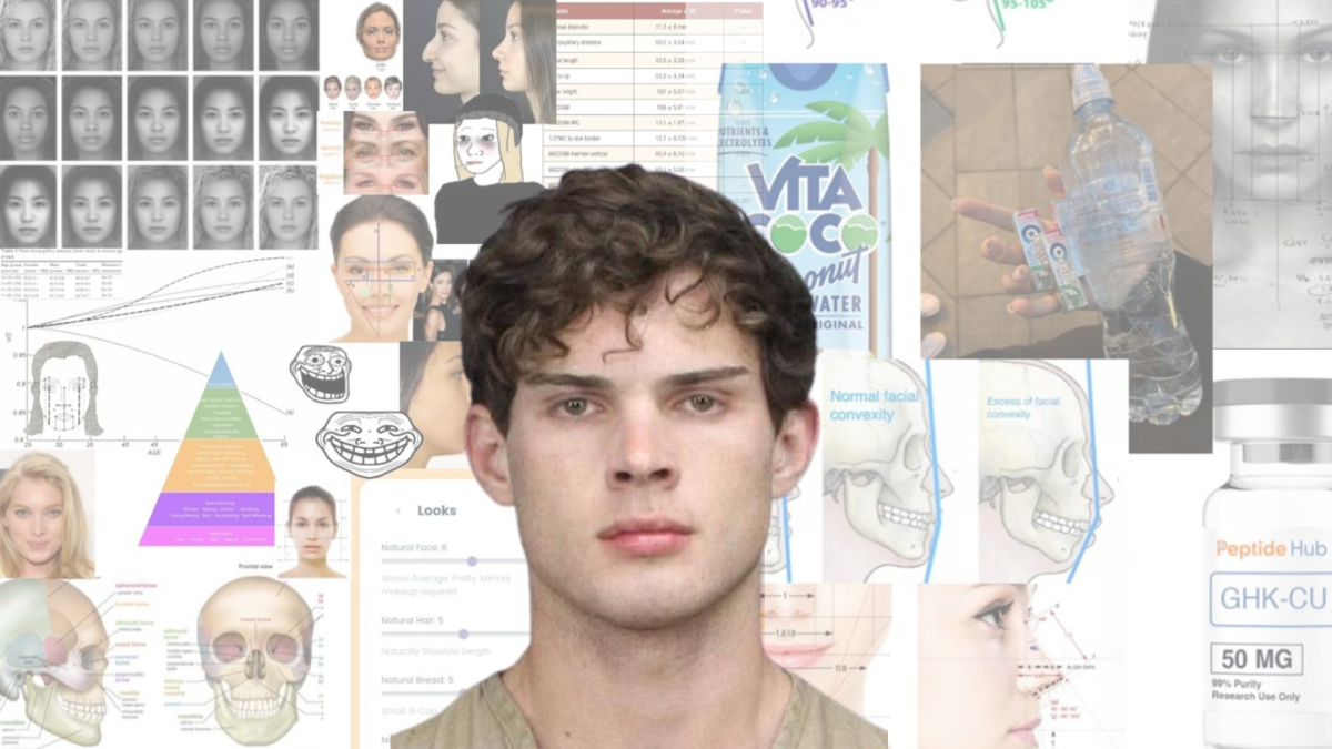A photo of Braden Peters a variety of different items associated with LooksMaxxing. 