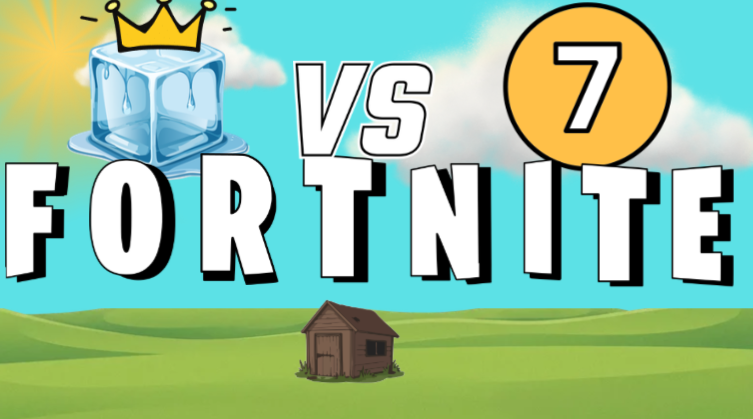 In this image there is an ice cube with a crown to show the ice King and there is also a number 7 to show the Foundation.