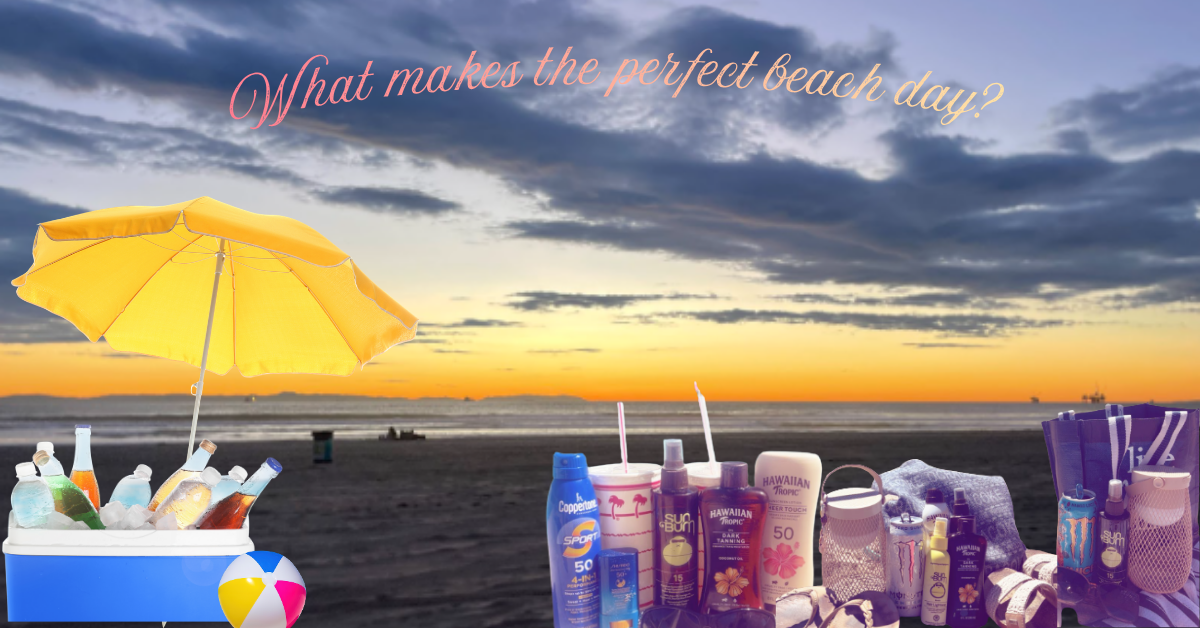 Items that are commonly brought to the beach. 
